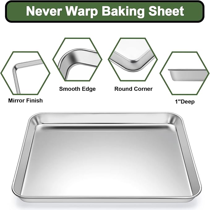 Baking Sheet Tray Cooling Rack with Silicone Baking Mat Set, Stainless Steel Cookie Pan For Oven, Set of 9 (3 Sheets + 3 Racks + 3 Mats), Warp Resistant & Heavy Duty & Easy Clean, Red
