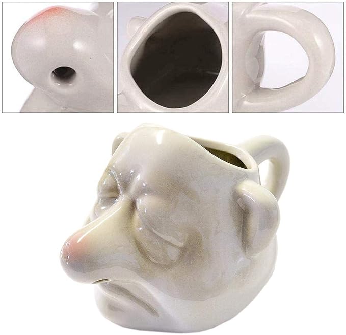 Ceramic Egg Yolk Separator, Funny Dwarf Egg White and Egg Yolk, from Nose to Household Kitchen Gadget Tools,Suitable for Cooking Baking, Creative Kitchen Tools(White)