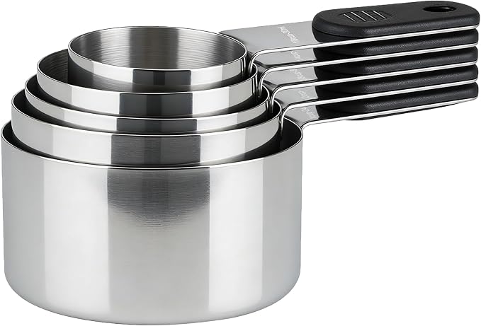 Magnetic Handles 5 Piece Stainless Steel Measuring Cups, Black, Kitchen Gadgets for Measure Liquid and Dry Ingredients, Cooking & Baking