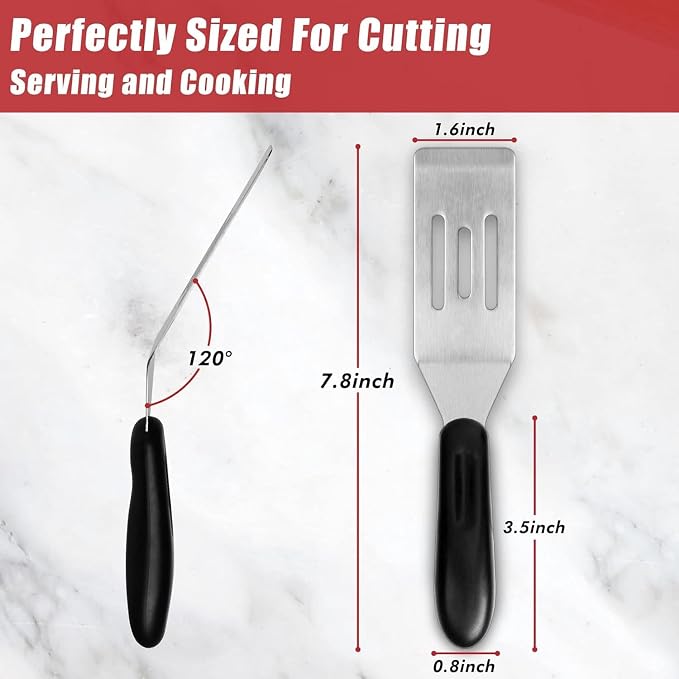 1 X Pampered Chεf Mini-Serving Spatula #2622, Pampered Mini Chef Stainless Steel Cutter and Turner for Serving, Flipping, Small Icing, Metal Grill Spatula for Brownies, Pancakes, Pie, Cookies etc.
