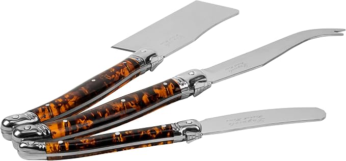 French Home 3-Piece Laguiole Tortoise Shell Cheese Knife Set