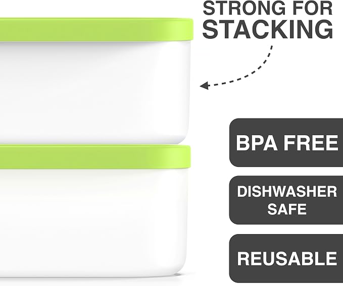 BALCI - Ice Cream Container - 2 Quart - Perfect Reusable Freezer Storage for Homemade Ice Cream Tubs for Sorbet, Frozen Yogurt and Gelato! - Flexible Silicone Lids, Long Scoop, Stackable - Green