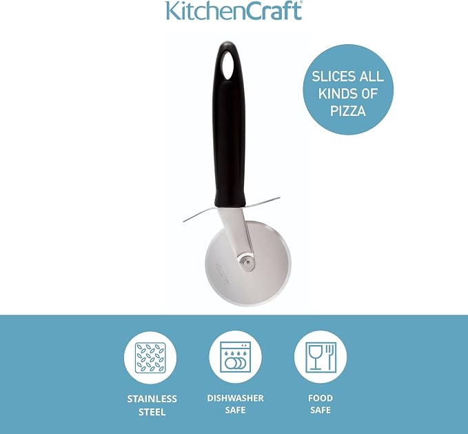 KitchenCraft KCPIZZA Pizza Cutter Wheel with Nylon Handle, Stainless Steel, 20 cm