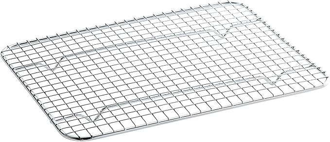 OCS Parts 8" x 10" Stainless Steel Pan Grate for 1/2 Size Steam Table Pans | Footed Cooling Pan Grate for Steam Tables, Baking, and Hotel Pans