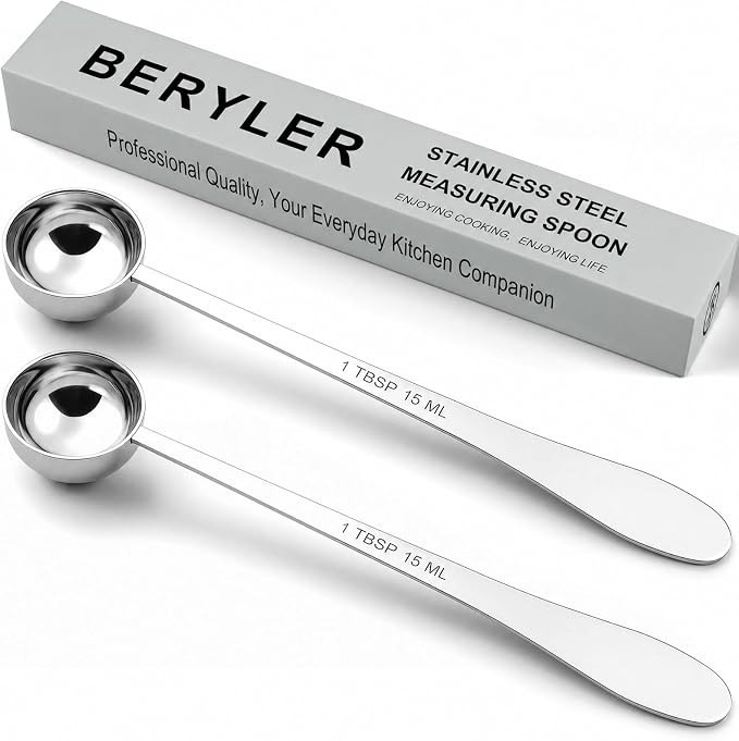 2PCS 1 Tablespoon(1tbsp, 3tsp, 15ml) Single Measuring Spoon, Extra-long Handle Individual Measure Scoop, Stainless Steel Spoons Only