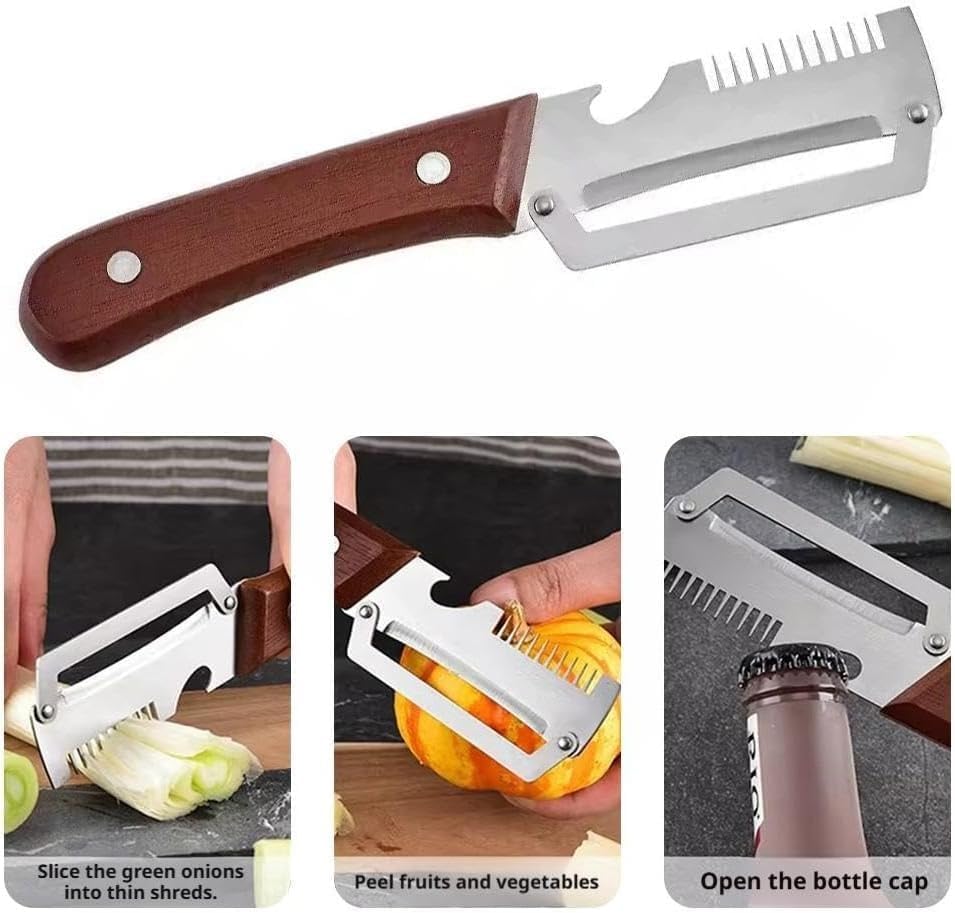 Shredder And Peeler, Multi-Functional Vegetable Peeler, 3-In-1 Ultra Sharp Stainless Steel Cutter, Fruit Shredder And Beer Bottle Opener, Kitchen Tool For Slicing And Shredding
