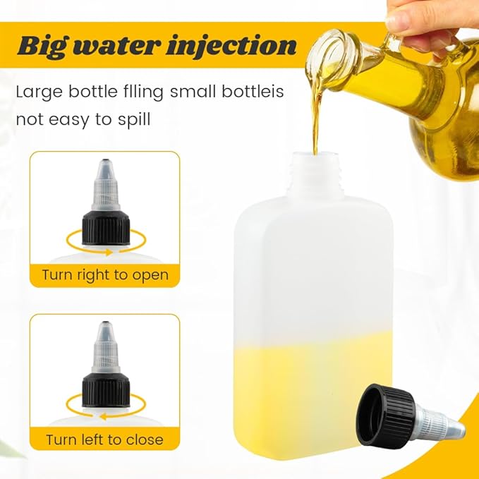 Small Oil Dispenser Bottle for Camping, 4oz/120ml Squeeze Bottles with Twist-Top Cap, Liquid Condiment Container Dispensing Bottles for Oil Soy Sauce Vinegar(4pcs)