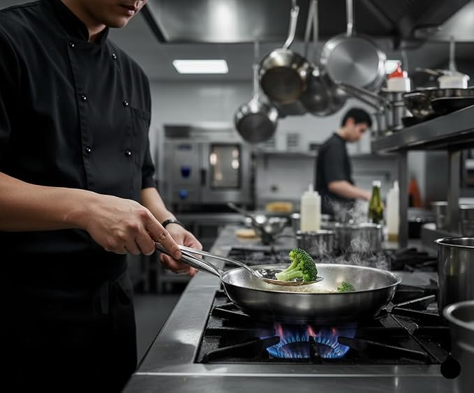 Chef Kunz Slotted Spoon | 9 Inch 18/10 Stainless Steel Silver Chef Cooking Spoons | Basting, Quenelle, Plating Spoon for Draining and Serving, Dishwasher Safe (Slotted)