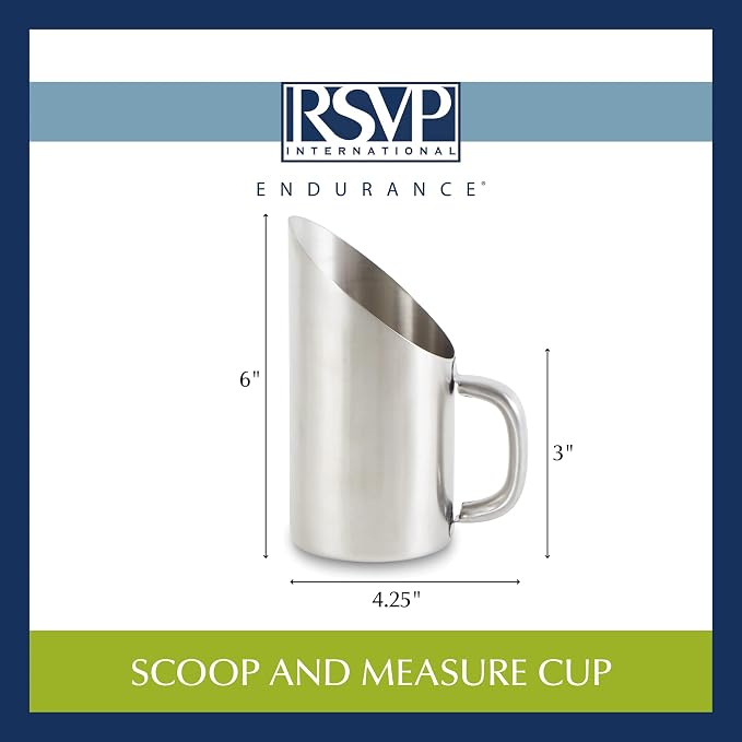 RSVP International Endurance Kitchen Collection Measuring Tools, Dishwasher Safe, Scoop & Measure, Stainless Steel