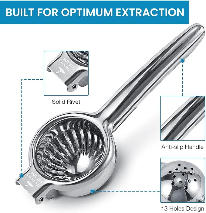 Upgraded Lemon Squeezer Meidong Super Stainless Steel 304 Hand Press Juicer Manual Citrus for Juicing Lemon ＆ Limes, Vegetables