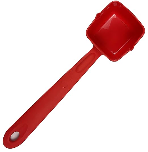Rite-Size 10 oz. Solid Square Server Portion Utensil, Copolymer Plastic Heat Resistant Professional Cooking Tool, Red