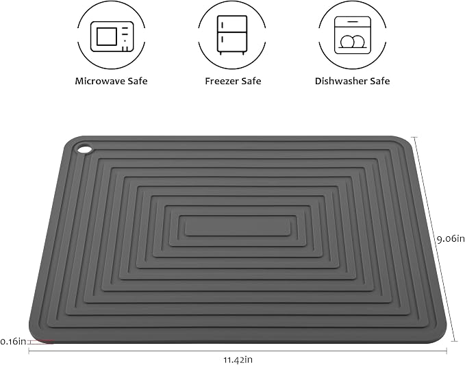 Silicone Trivets for Hot Dishes Pots and Pans, Hot Pads for Kitchen, Round Silicone Pot Holders, Heat Resistant Mat for Quartz Countertops, Multi-Purpose Trivet Mat Set 2 Dark Grey