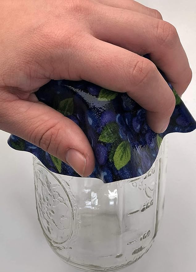 Andreas Silicone Jar Opener, Blueberries – 6.25" Non-Slip Lid Gripper & Garlic Peeler, Dishwasher Safe, Multi-Use, Durable Silicone & Fabric, Made in the USA, JO-927