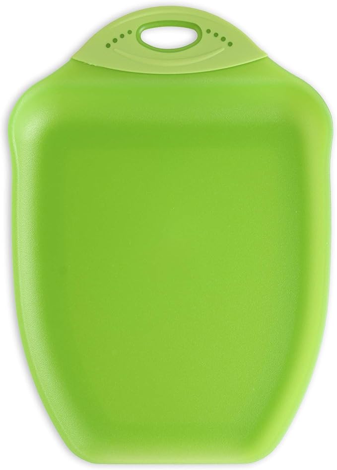 Dexas Chop & Scoop Cutting Board, 9.5 x 13 Inch, Solid Green, BPA-Free Dishwasher Safe Kitchen Prep Board with Handle