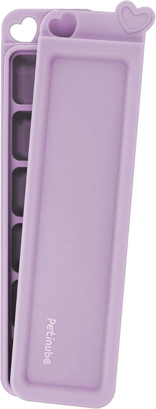 Silicone Heart Cube Freezer Tray Baby Food Storage Cubes with Clip-On Lid Freeze Baby Food Soups Purees Ice Safe Design Made in Korea (Luna Purple)