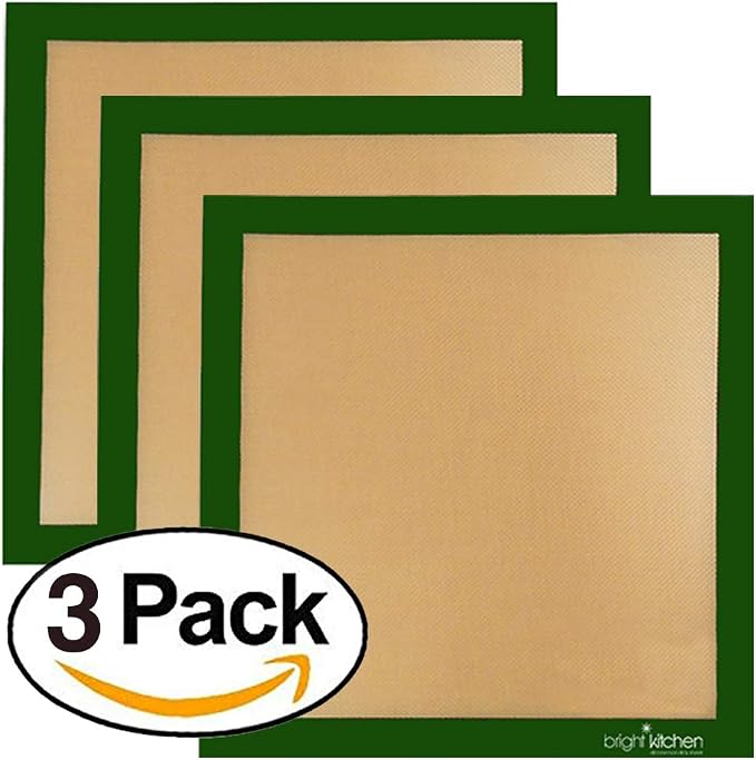 Set of 3-14" x 14" -Silicone Re-Usable Non-Stick Ultra Premium Dehydrator Sheets Compatible With Excalibur Silpat Tray Liner Flex Fruit Leather Roll Up Jerky Oven Baking Mat