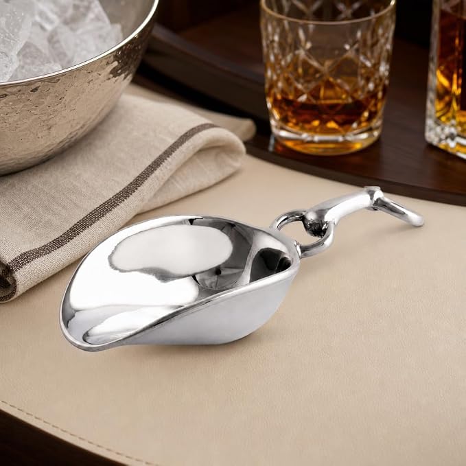 Arthur Court Equestrian Bit Handle Ice Scoop - Sand Casted and Hand Polished Aluminum - Perfect for Serving Ice and Dry Goods - 8 Inch Long