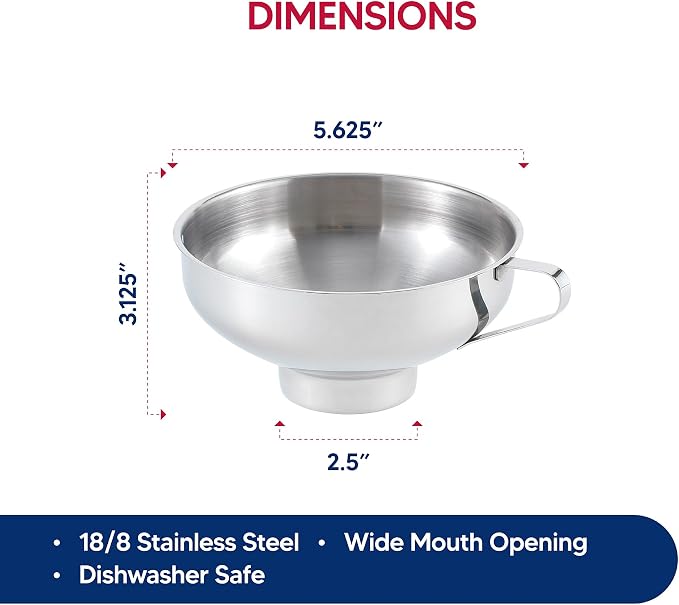 HIC Kitchen Canning Funnel, 18/8 Stainless Steel