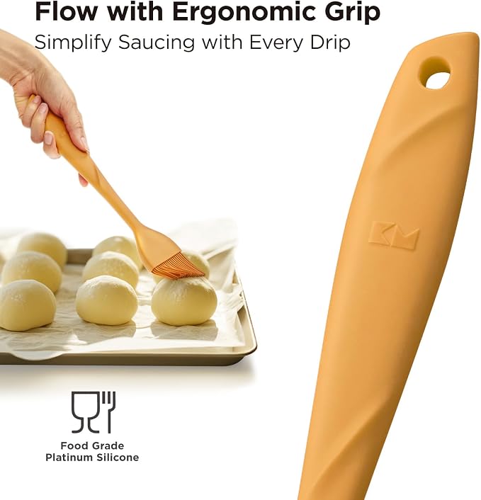 Kitchen Mama WaltzGrip Platinum Silicone Basting Pastry Brush, Yellow | Heat-Resistant, For Cooking, Baking, Grilling, Spreading Oil or Butter, Dishwasher-Safe