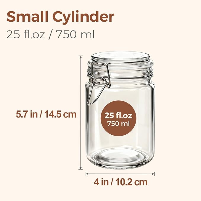ComSaf 25 oz Glass Jars with Airtight Lids 6 Pack Pantry Coffee Canisters | Meal prep salads, Overnight oats, Preserving canning, Sourdough pickling, Pantry organization, Pickling fermenting, Snacks