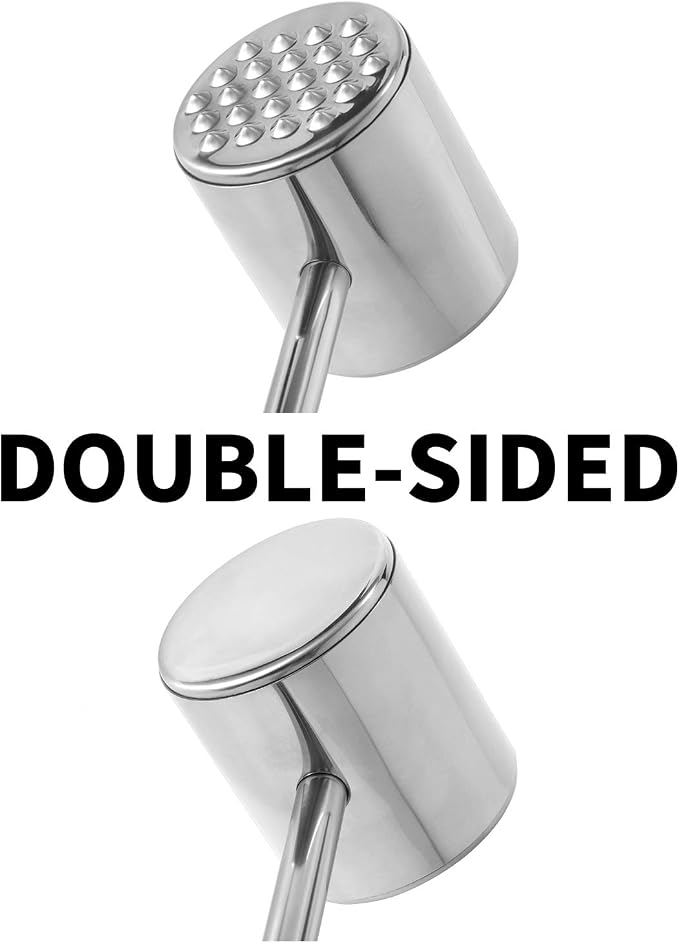 Meat Tenderizer Tool - Dual Sided Stainless Steel Mallet Hammer with Ergonomic Handle for Tenderizing & Flattening Meats