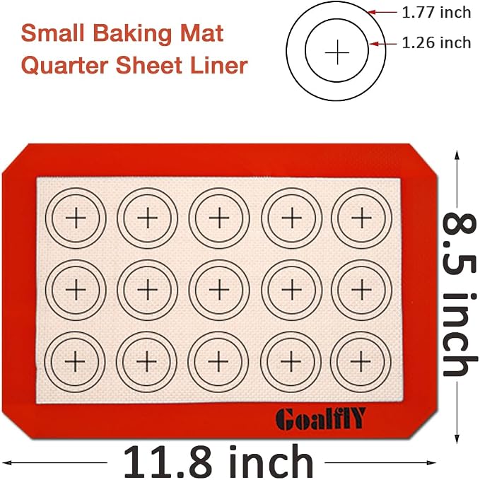 Silicone Macaron Baking Mat, Quarter Sheet (11.8 x 8.5 In), 3 Pack | Non-stick, Heat-resistant, Reusable, For Oven, Toaster, Baking Pan, Air Fryer