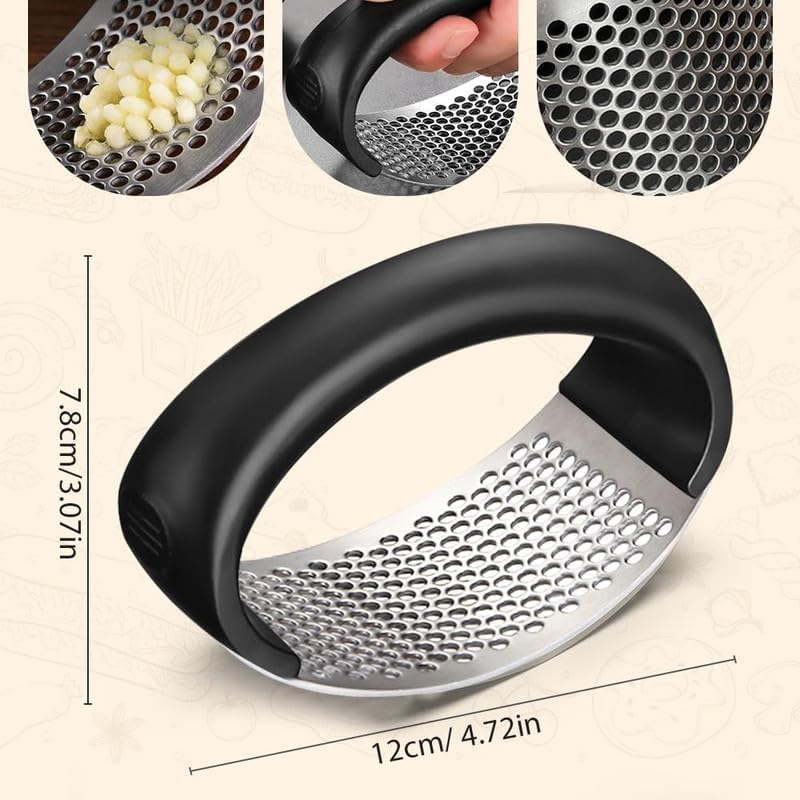 Stainless Steel Garlic Press - Upgraded Manual Garlic Crusher, Home & Kitchen (1, Black)