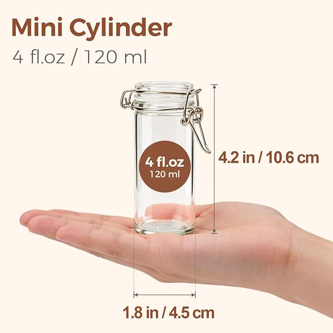 ComSaf Small Glass Spice Jars with Airtight Lids 4 oz 12 Pack with Labels | Seasoning herbs powders, Salt pepper chili, Spice rack cabinet organization, Small size, Funnel included, DIY crafts gifts