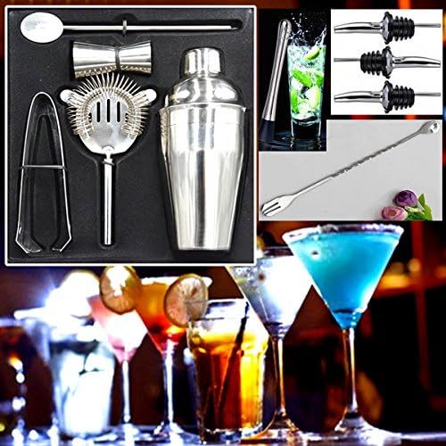 Premium Cocktail Shaker Set-All Inclusive Bartender Kit With Stainless Steel Martini Shaker, Strainer, Mixing Spoon, Bar Measure, Muddler, Tongs, Wine Pourers - Drink Mixer Set For Cocktails