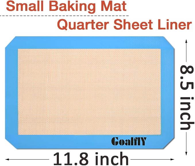 Small Silicone Baking Mat, Quarter Sheet (11.8 x 8.5 In), 3 Pack | Non-stick, Heat-resistant, Reusable, For Oven, Toaster, Baking Pan, Air Fryer