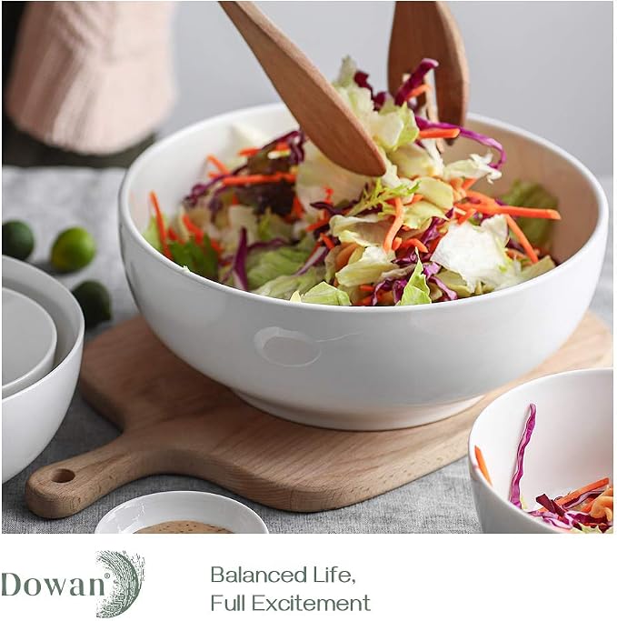DOWAN Serving Bowls, Mixing Bowl Set, 70/30/20/8 Ounces Mixing Bowls for Kitchen, Soft White Serving Set, Serving Bowls Set of 4, Ceramic Bowl Sets for Eating Different Sizes
