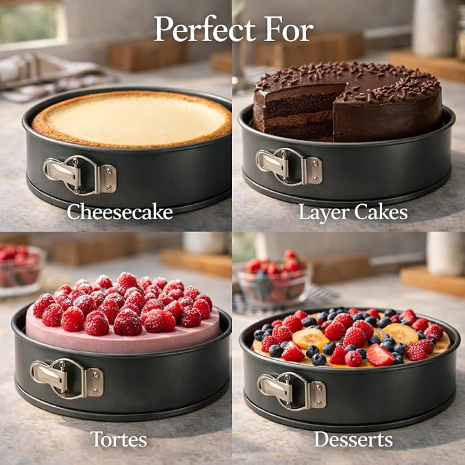Wee's Beyond Non-Stick Springform Pan 9.5 Inch Cheesecake Pan for Baking – Easy Release Spring Form Pan with Removable Bottom – Durable Cake Pan for Cheesecake, Tortes & Desserts – Easy Clean Bakeware