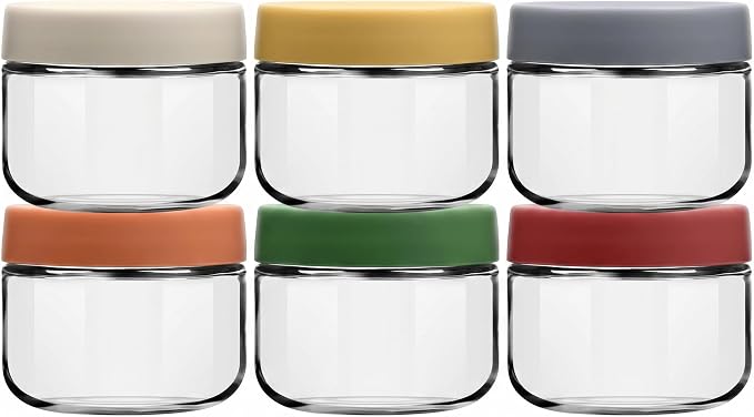 8 oz Small Glass Containers with Lids, Food Storage Jars, 6pk | Perfect for Chia Pudding Jam Snacks Yogurt Overnight Oats Candy ,Dishwasher safe,Airtight