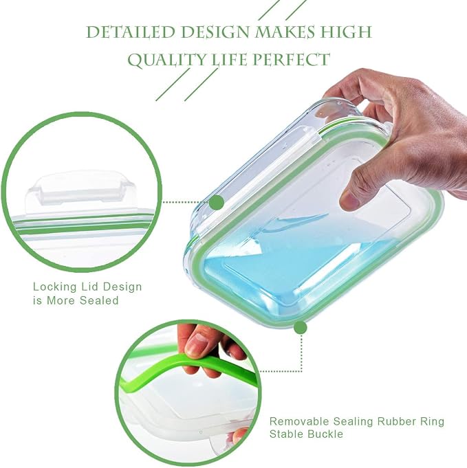 Airtight Meal Prep Containers for Food Storage [24 Piece] Leak Proof, Glass Bento Boxes for Lunch (12 lids & 12 Containers)