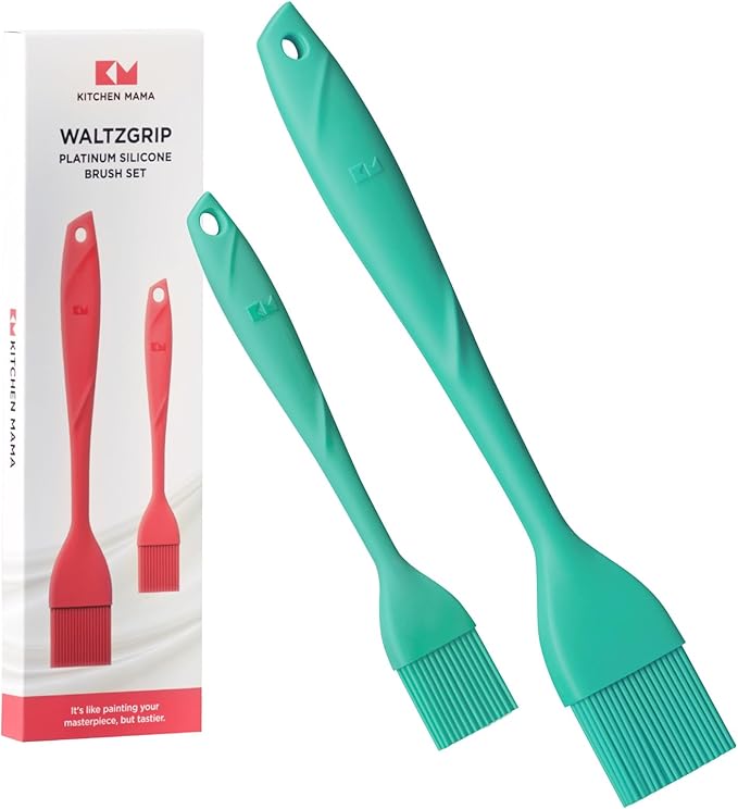 Kitchen Mama WaltzGrip Platinum Silicone Basting Pastry Brush, Teal | Heat-Resistant, For Cooking, Baking, Grilling, Spreading Oil or Butter, Dishwasher-Safe