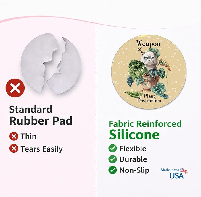 Andreas Silicone Jar Opener, Plant Destruction – 6.25" Non-Slip Lid Gripper & Garlic Peeler, Food and Dishwasher Safe, Multi-Use, Durable Silicone & Fabric, Made in the USA, JO-AL1585