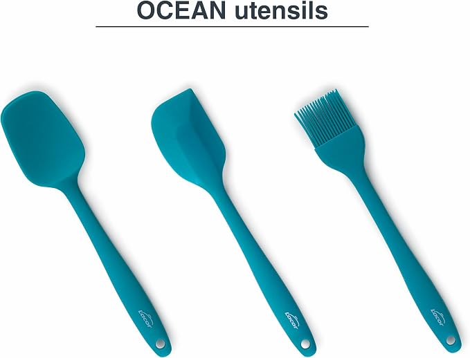 Lacor - 64453 - Ocean Kitchen Spoon, Silicone Spoon, Kitchen Utensils, Ergonomic Handle, Non-Stick, High Temperature Resistant, Dishwasher Safe, Length 27.5 cm