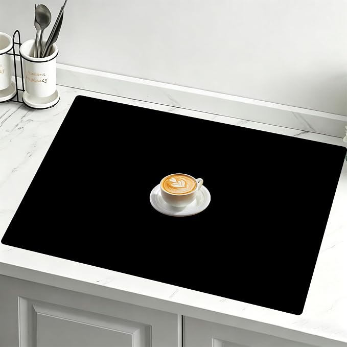 32"x24"(80cmx60cm) Large Silicone Mat for Kitchen Counter, Non-Slip Heat Resistant Countertop Protector, Waterproof Multipurpose Mat for Kitchen Island, Black