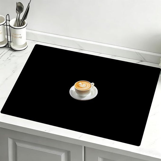32"x24"(80cmx60cm) Large Silicone Mat for Kitchen Counter, Non-Slip Heat Resistant Countertop Protector, Waterproof Multipurpose Mat for Kitchen Island, Black