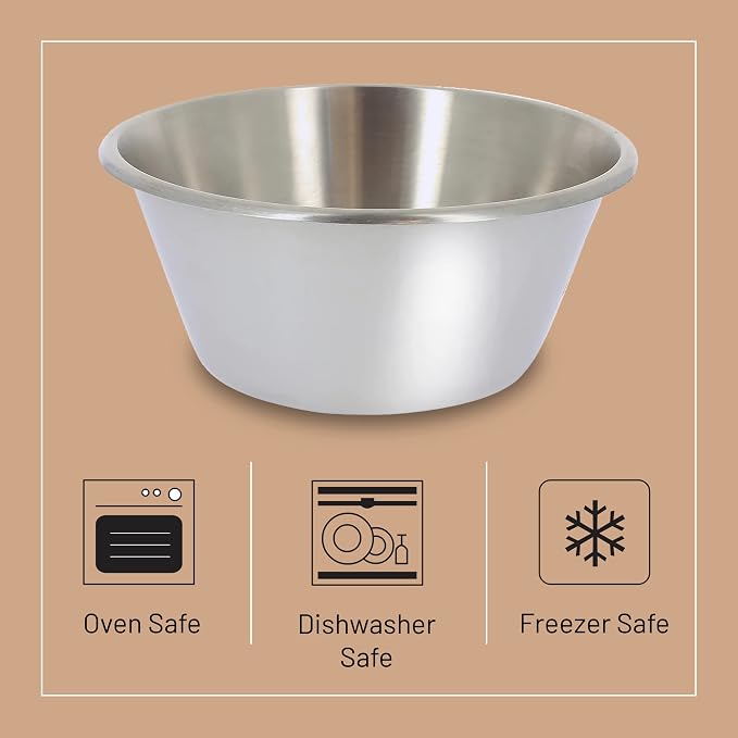 de Buyer Stainless Steel Mixing Bowl with Flat Bottom - 8”, 2 qt - Mix, Stir, Whip, Mash, Whisk & Combine - Dishwasher Safe - Made in France