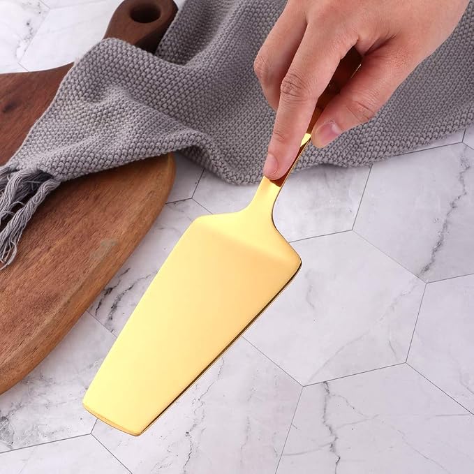 6 Pcs Gold Cake Server, Stainless Steel Titanium Plated Pizza Spatula Professional Shovel Server For Cake/Pie/Pizza, Dishwasher Safe(10.3 inches/26.2cm)