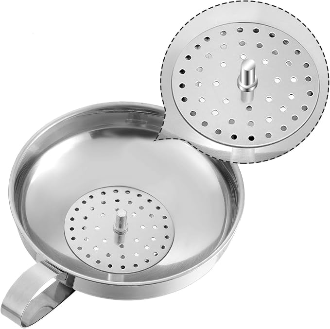 Shappy 5 Pieces Stainless Steel Funnels Set Canning Funnel Fine Mesh Strainer Mesh Filter Compatible with Wide and Regular Narrow Mouth Mason Jar