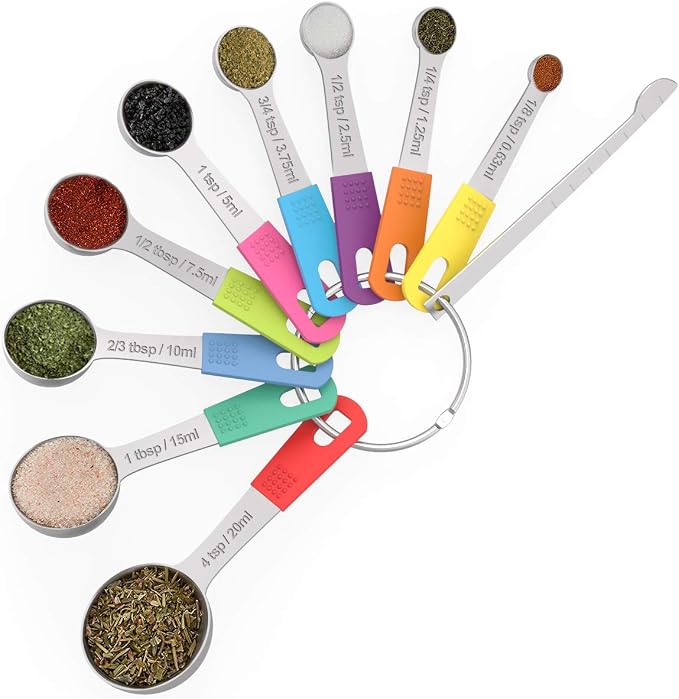 Wildone Measuring Cups & Spoons Set of 18 - Includes 8 Stainless Steel Nesting Measuring Cups, 9 Measuring Spoons, 1 Leveler, Ideal for Dry and Liquid Ingredients | Stainless Steel Kitchen Gadgets for Cooking & Baking, Heavy Duty for Measuring Dry/Liqu...