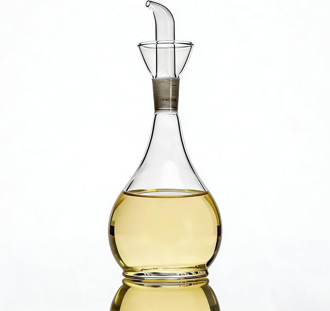 ELETON's Planet Pear Shape 30 ounces Clear Glass No Drip Oil Dispenser with Pourers and NO Funnel Needed - Oil Dispenser Bottle for Kitchen and BBQ