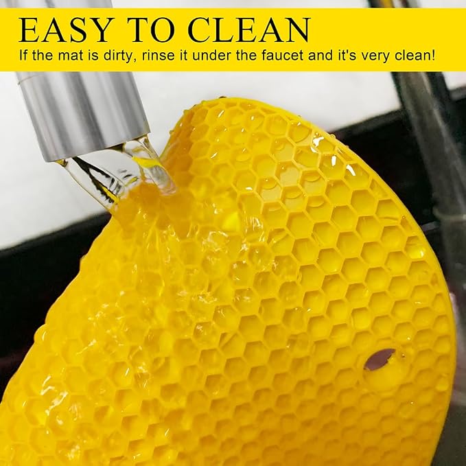 7-Inch Round Silicone Trivet Mats - 4-Pack Non-Slip Heat Resistant Hot Pads for Kitchen Countertops, Pots and Pans (Bright Yellow)