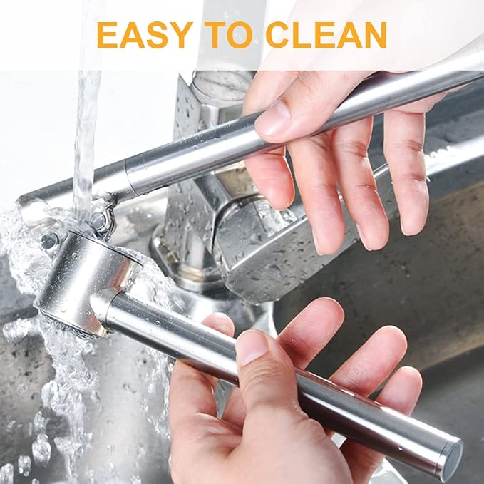 Garlic Press Garlic Mincer & Crusher Stainless Steel Garlic Press Set for Kitchen with Brush & Peeler, Kitchen for Garlic, Garlic Presser Easy to Clean Easy Squeeze Rust Proof (Small A - Set)
