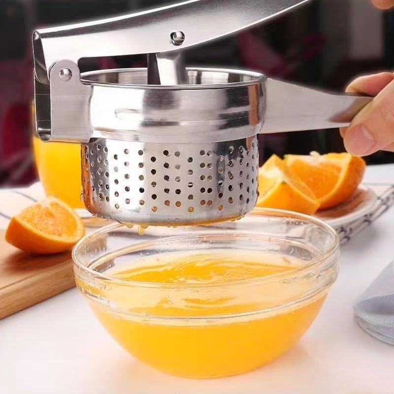 Stainless Steel Potato Ricer Masher,Multi Functional Potato Ricer Press,Manual Masher Kitchen Tool,Heavy Duty Spaetzle Maker for Pressing Gnocchi Spaghetti,Potatoes,Fruits,Vegetables (Side Hole) ﻿