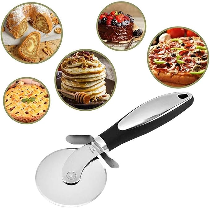 Pizza Cutter, Pizza Cutter Wheel, Pizza Server Set Super Sharp Pizza Slicer with Non Slip Rubber Handle & Protective Cover, Quality Stainless Steel Pizza Cutter.