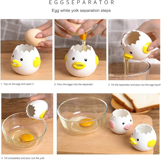 Egg Separator, Upgrade Egg Yolk White Separator, Food Grade Ceramics Egg Sperator Tool for Kitchen Gadget Cooking Baker Tool, Egg strainer, Mayonnaise etc (Yellow)