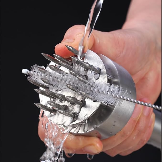 Meat Tenderizer with 21 Sharp Needles, Heavy-Duty Meat Tenderizer Tool with Auto-Rebound Safety Guard, Dishwasher Safe, Includes Cleaning Brush, Silver,304SS
